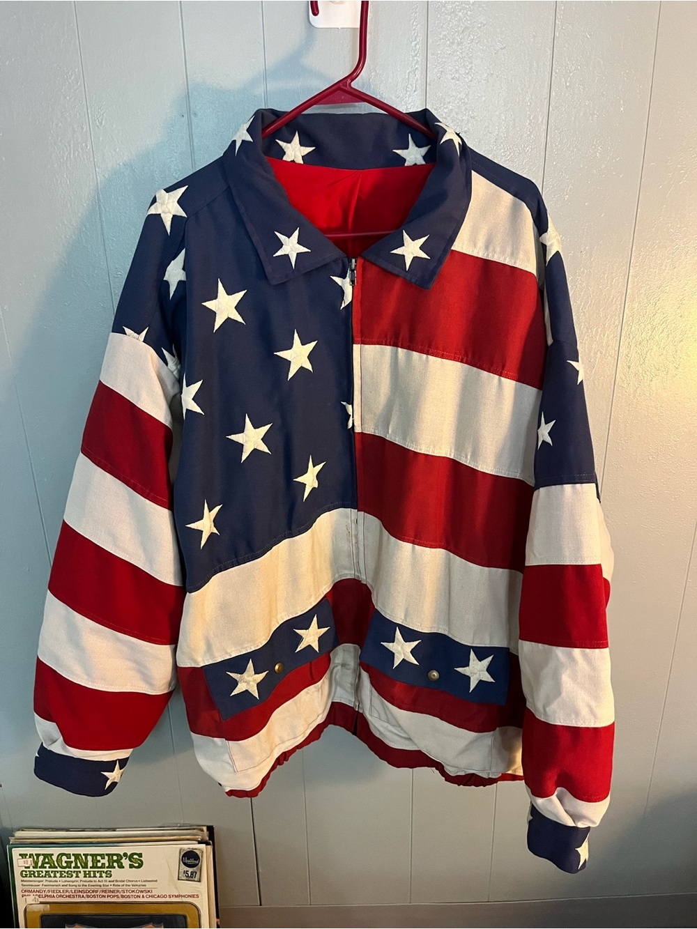 Vintage Men’s American Flag Jacket 5XL 5XL NO TAG Handmade Folk Art 4th of July